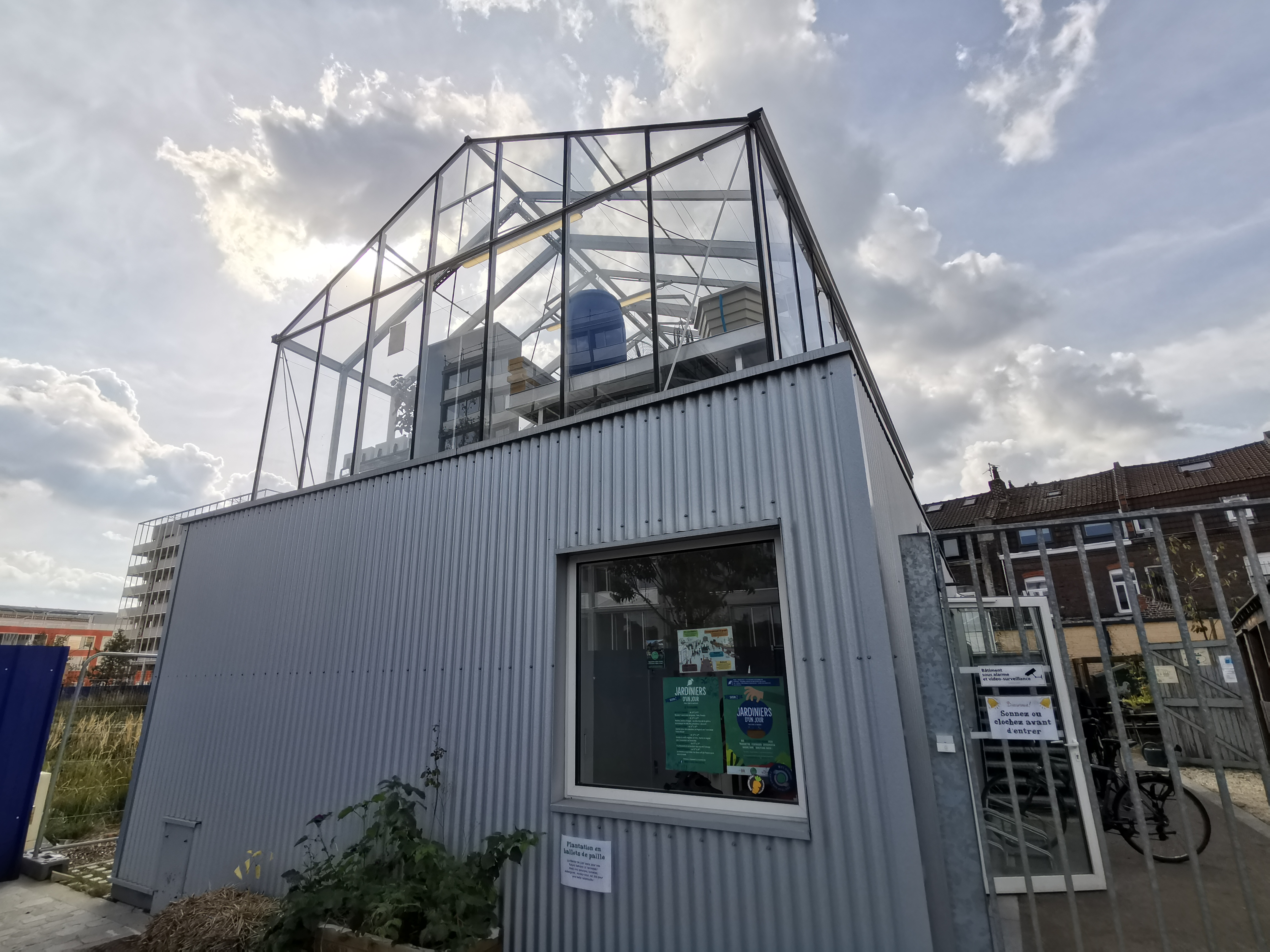 Urban farm with education signage